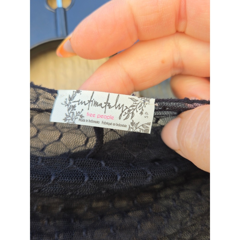 Intimately Free People Boho Baddie Layering Top Black Mesh Lace Sheer Top Small - Picture 4 of 7